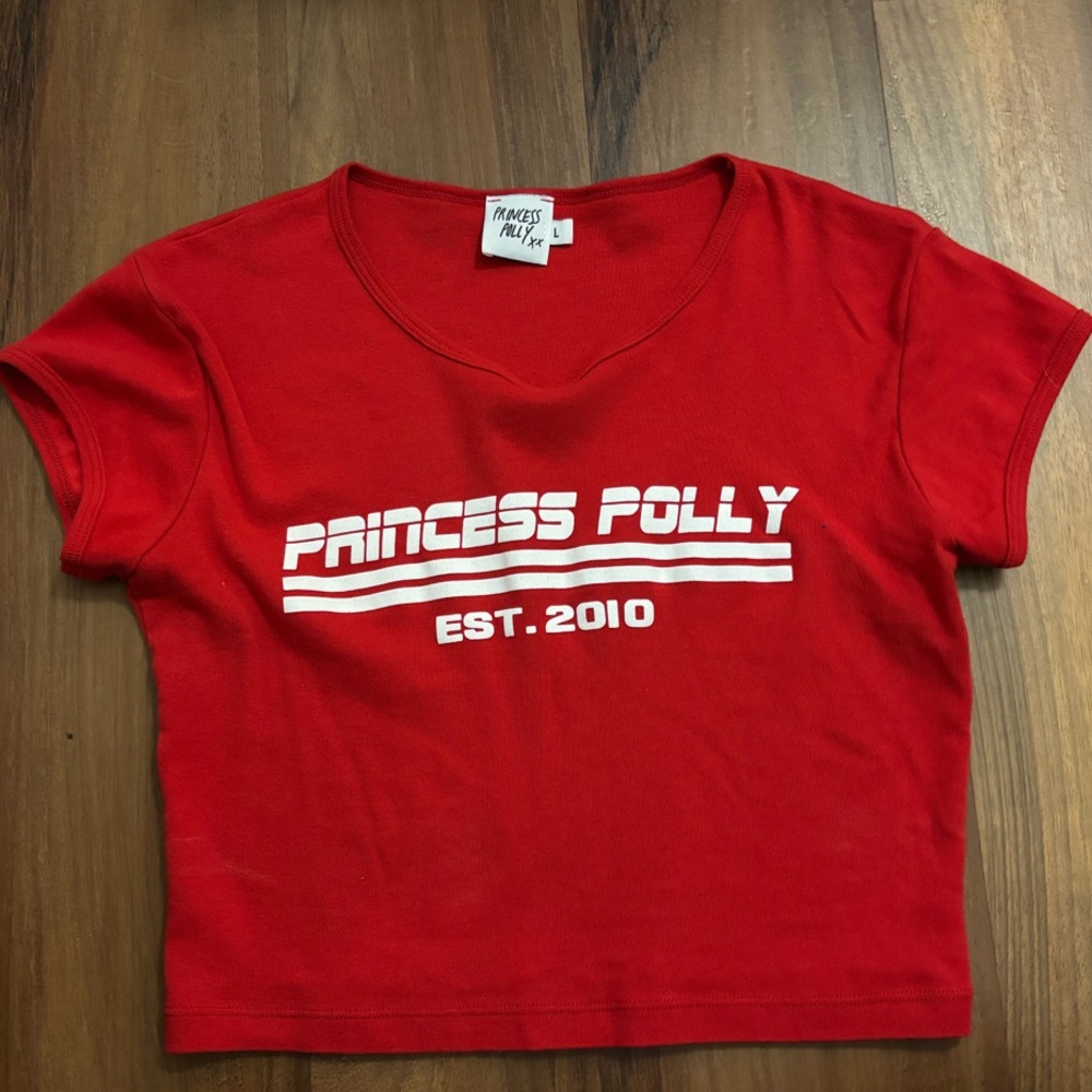 Princess Polly Red Short Sleeve Cropped Tee